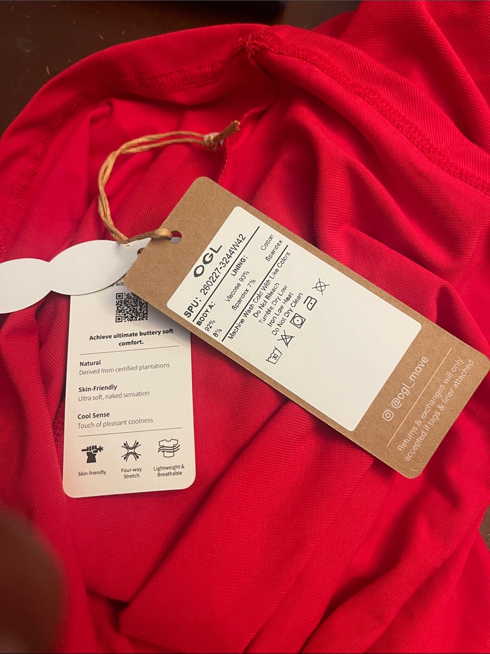 OGL SkinKiss Cooling Women's Red V-Neck Gathered Bra A-Line Dress with Pockets. - Picture 6 of 6